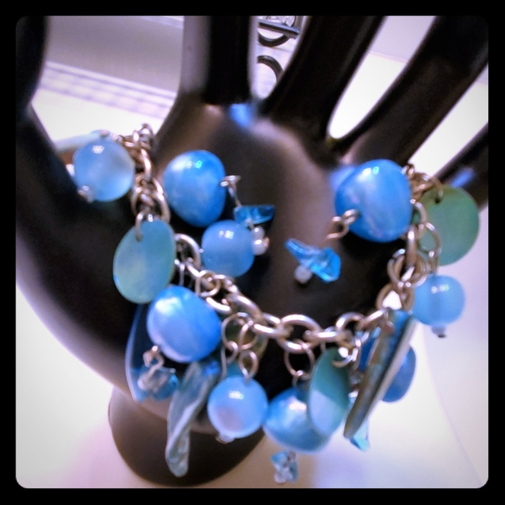 Boutique charm bracelet blue and silver NEW